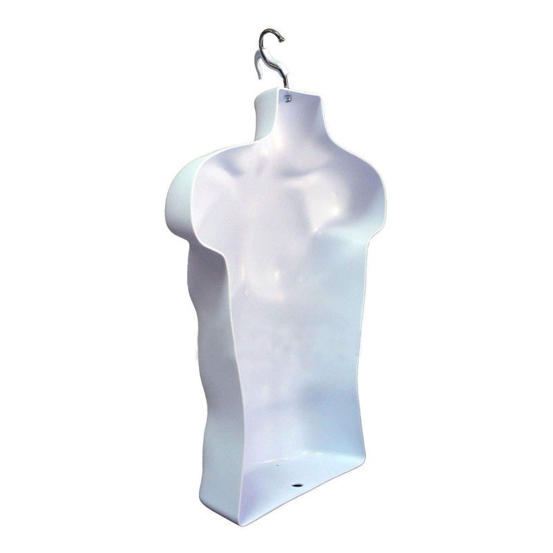 DisplayTown Male Mannequin Torso Hollow Back Body Stackable Dress Form with Hanging Hooks for Tshirt Display, Countertop, Craft Shows, Photos and Design, S-M Clothing Size (White, Set of 1) - Image 3